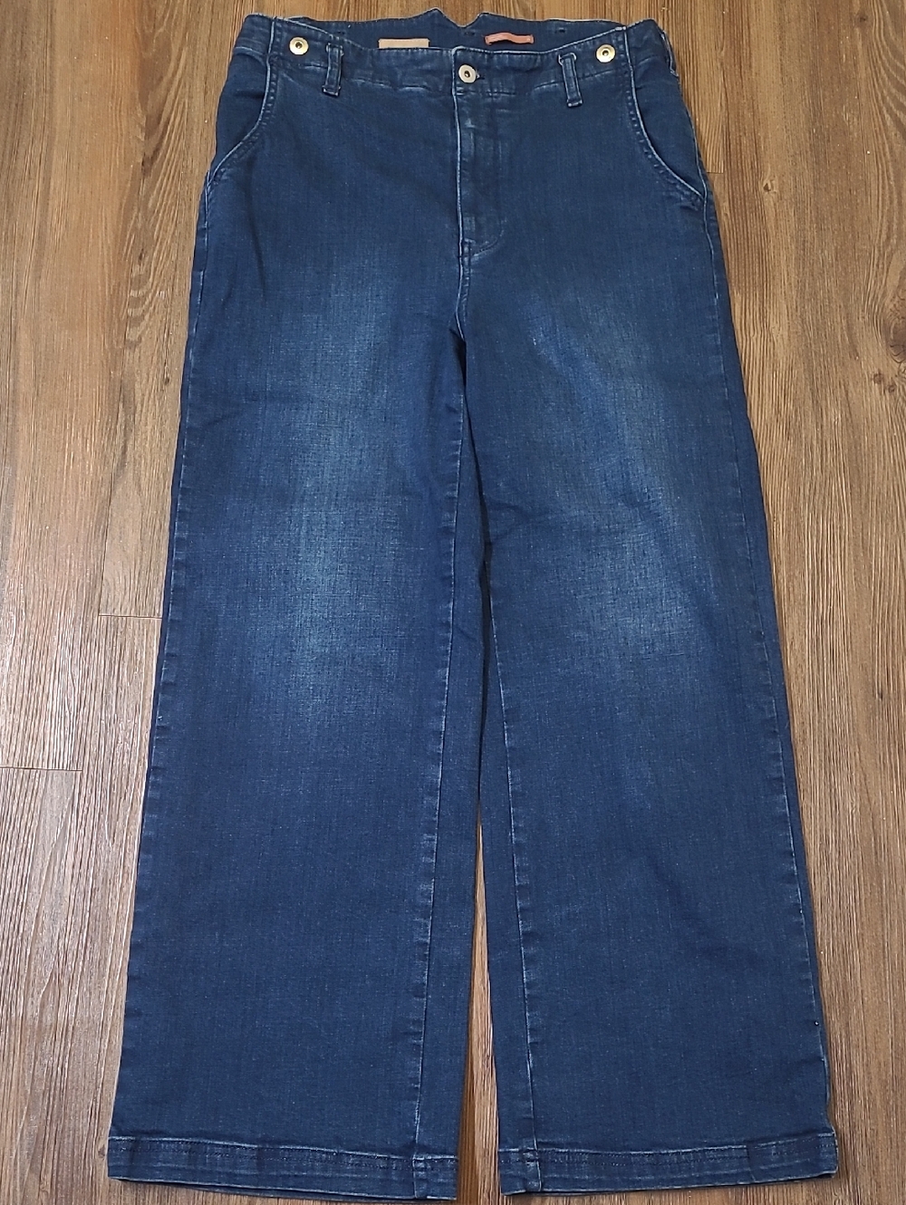 Pilcro Wide-Leg Jeans in Dark Blue Denim